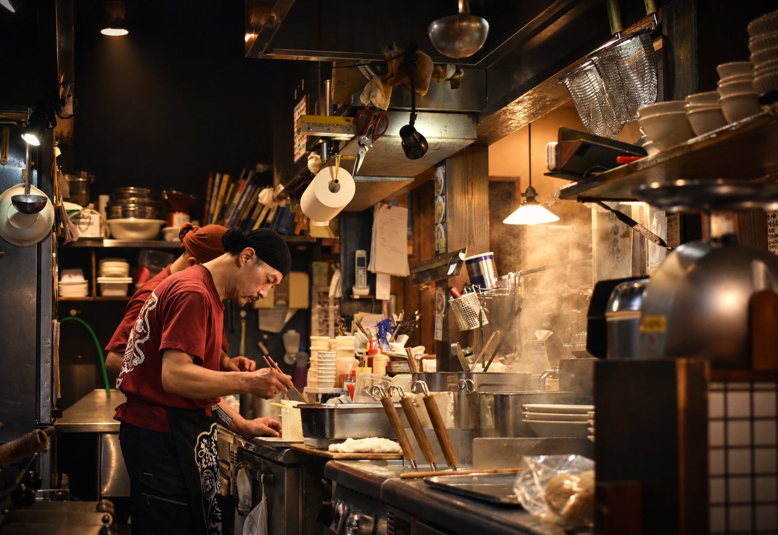 Offene Küche im DAIKAN, ein Koch bei der Arbeit